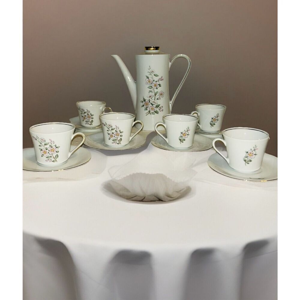 Vintage Mitterteich Bavaria Porcelain Floral Tea Set with Gold Trim